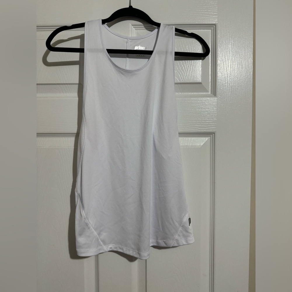 Prince white tennis tank racer back